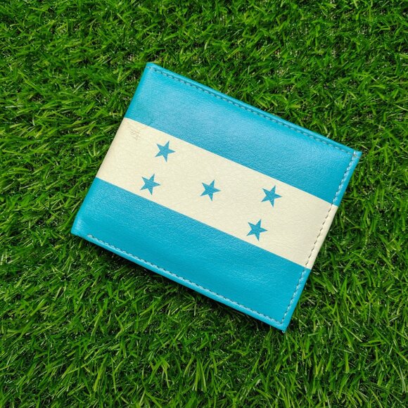 Men Printed Honduras Flag Bifold Leather Wallet - Picture 5 of 6